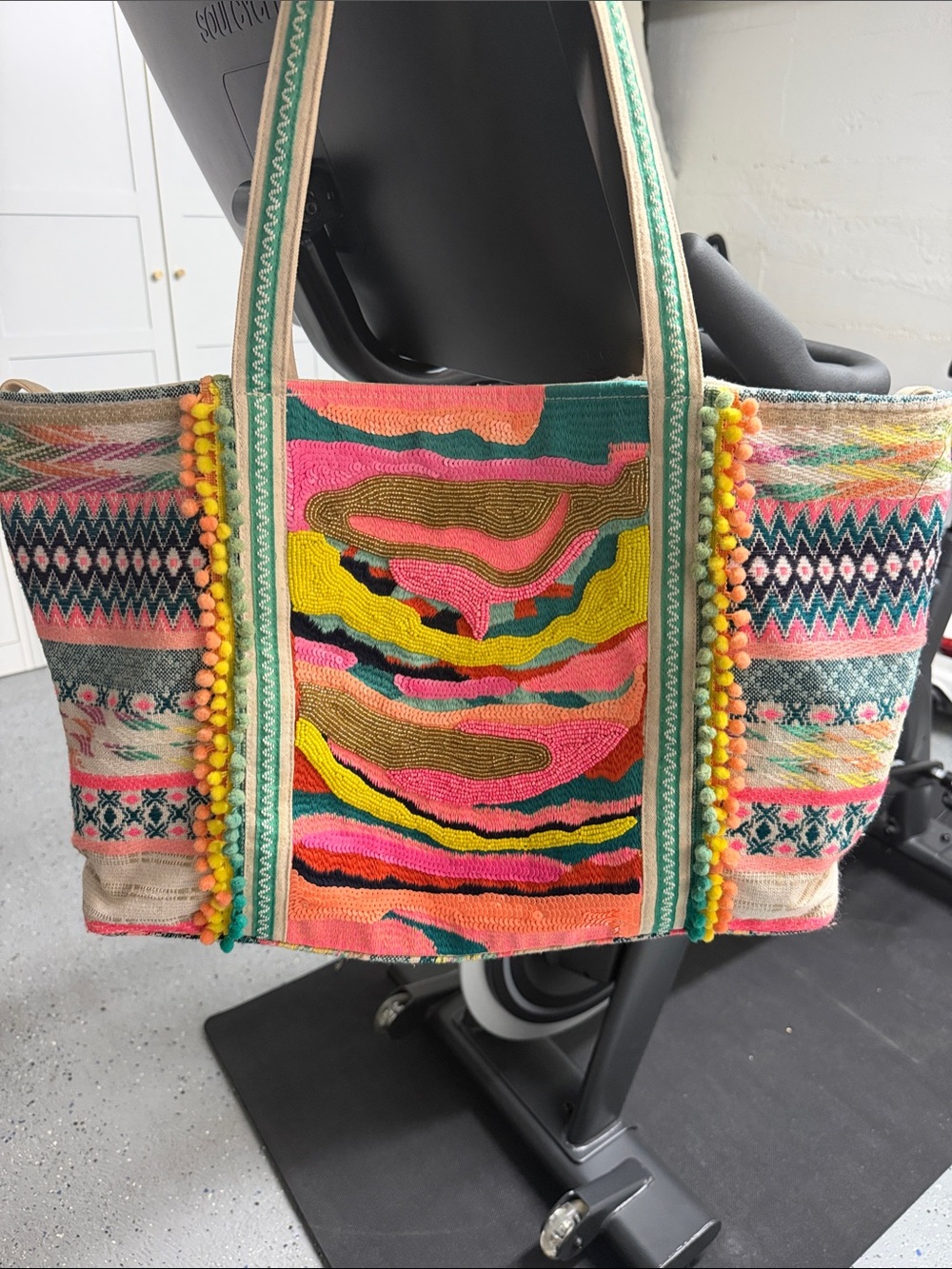 Handcrafted Multicolor Embroidered Tote Bag by America & Beyond